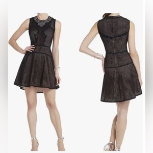 BCBGMaxAzria Serina Black Short Jewel Neckline Mini Dress Sz 4